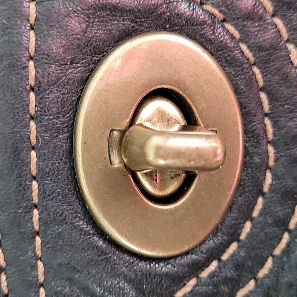 COACH Chelsea Black Pebbled Leather  Grommet Tote Satchel - Picture 10 of 14